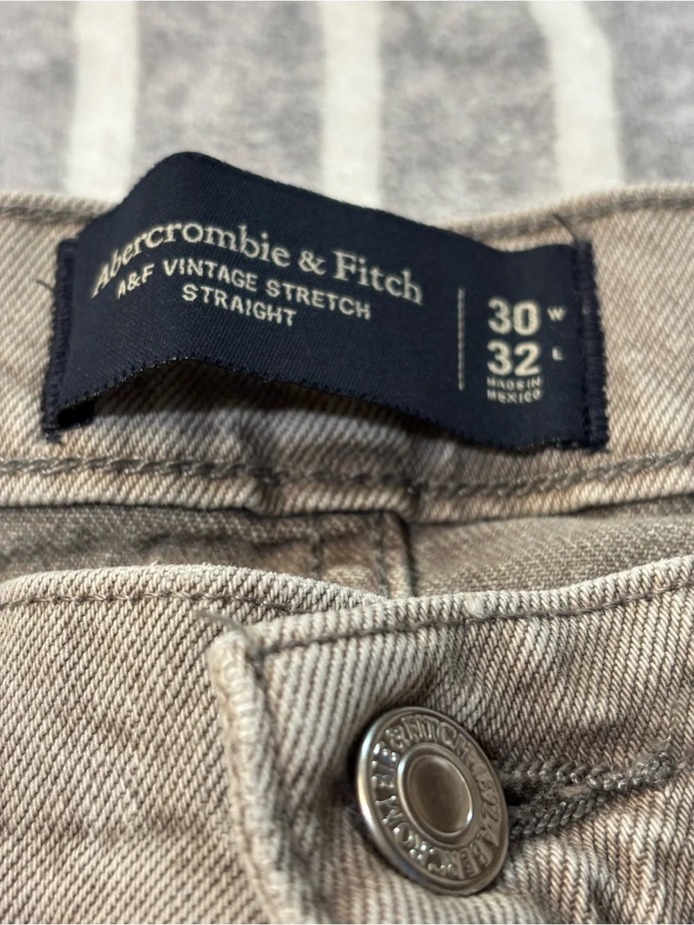 Abercrombie & Fitch Jeans, Slim Straight, 30x32, Gray Grey, Beige, NWOT